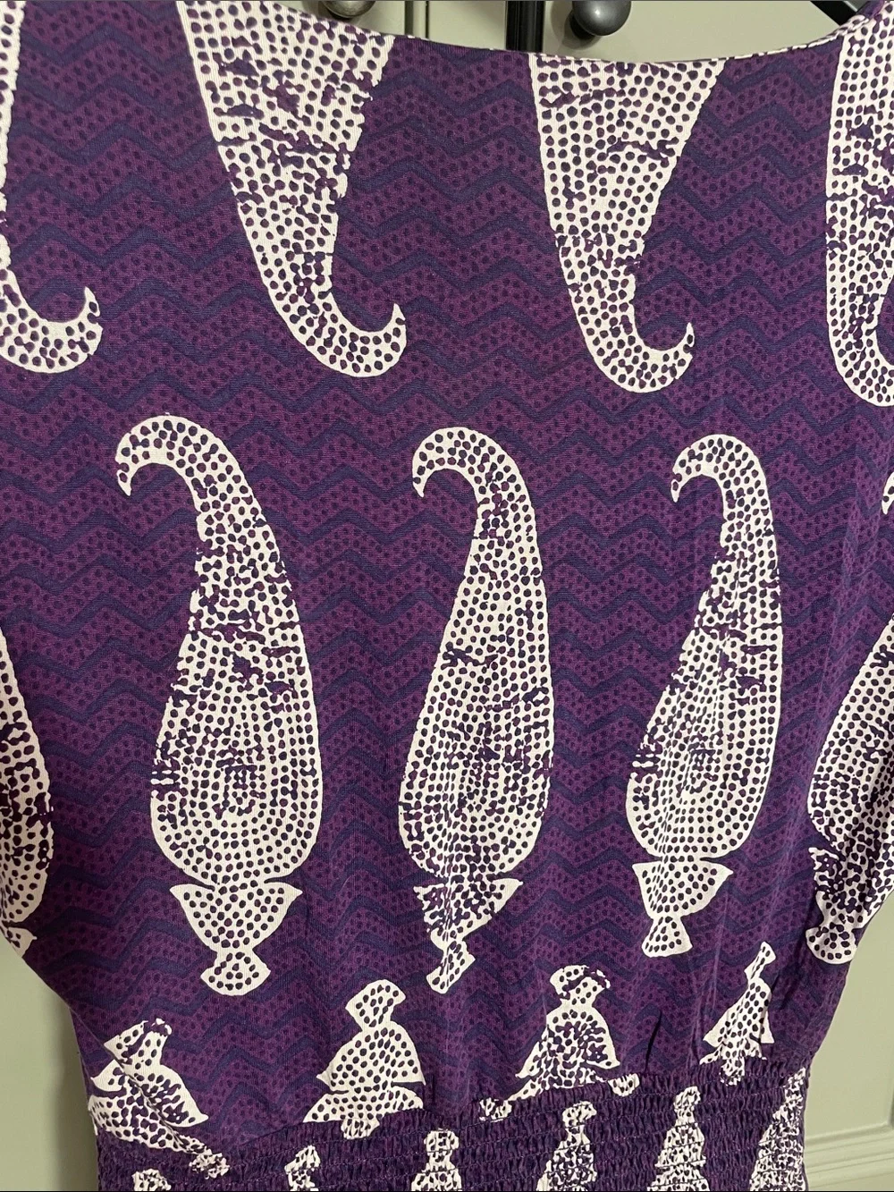 Tory Burch Purple Midi Dress with White Abstract Print - Picture 4 of 5